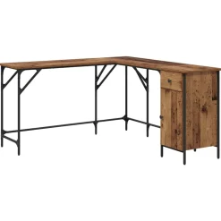 vidaXL Escritorio 141 x 141 x 75 cm Madera contrachapada Madera vieja Hot