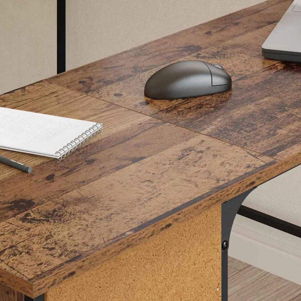 vidaXL Escritorio 141 x 141 x 75 cm Madera contrachapada Madera vieja Hot
