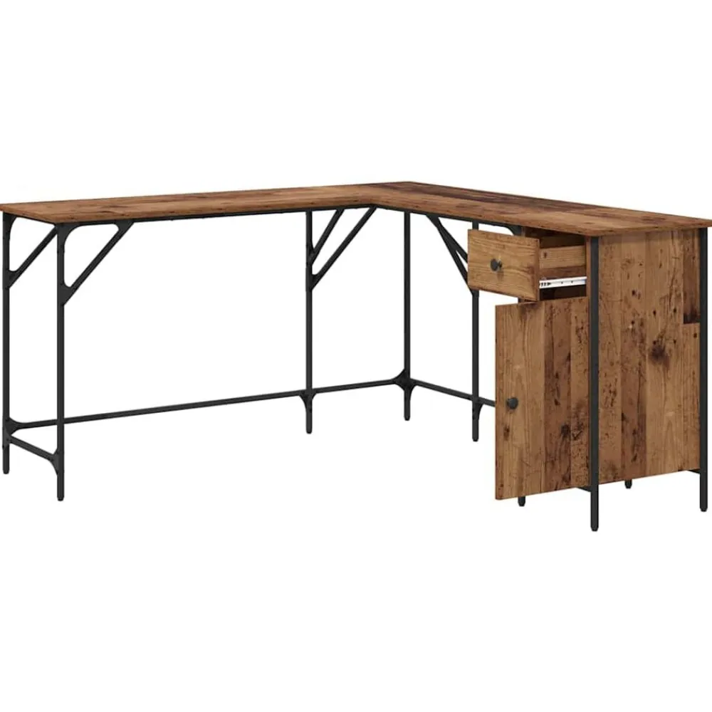 vidaXL Escritorio 141 x 141 x 75 cm Madera contrachapada Madera vieja Hot