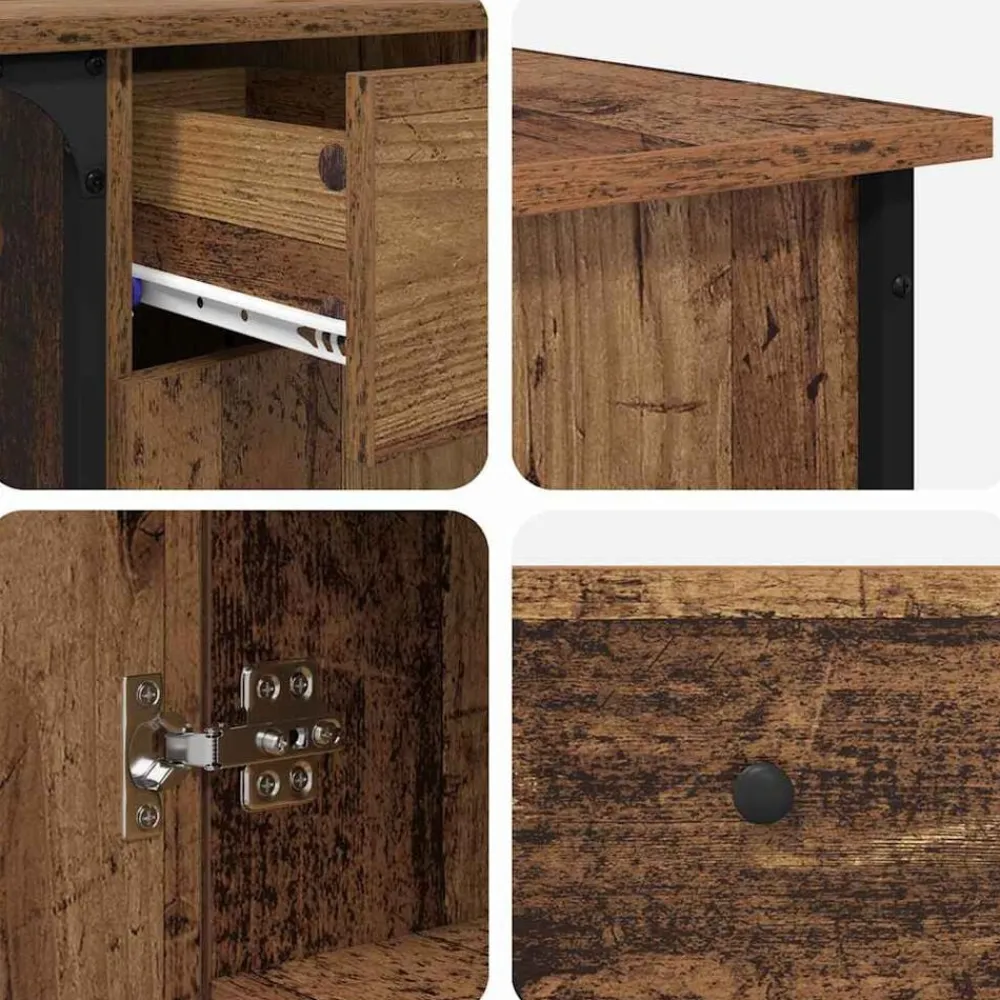 vidaXL Escritorio 141 x 141 x 75 cm Madera contrachapada Madera vieja Hot