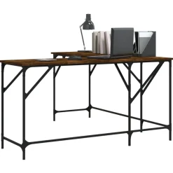 vidaXL Mobiliario De Oficina-Escritorio madera de ingeniería roble ahumado 149x149x75 cm