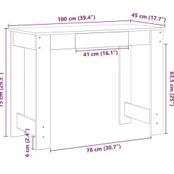 vidaXL Mobiliario De Oficina-Escritorio madera contrachapada color 100x45x75 cm