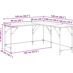 vidaXL Escritorio madera de ingeniería 149x149x75 cm Roble Sonoma New