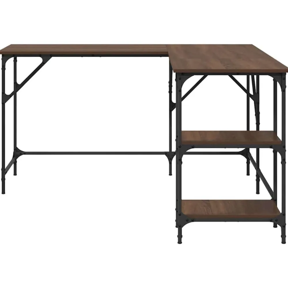 vidaXL Escritorio madera de ingeniería roble marrón 139x139x75 cm Marrón roble Clearance
