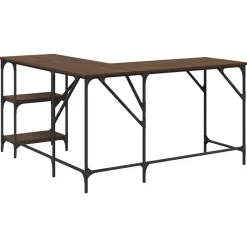 vidaXL Escritorio madera de ingeniería roble marrón 139x139x75 cm Marrón roble Clearance