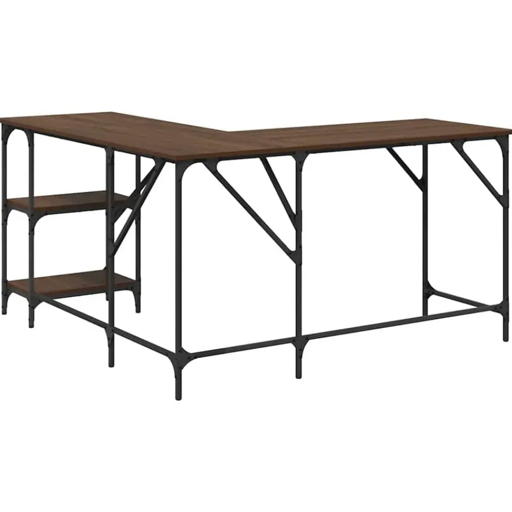 vidaXL Escritorio madera de ingeniería roble marrón 139x139x75 cm Marrón roble Clearance