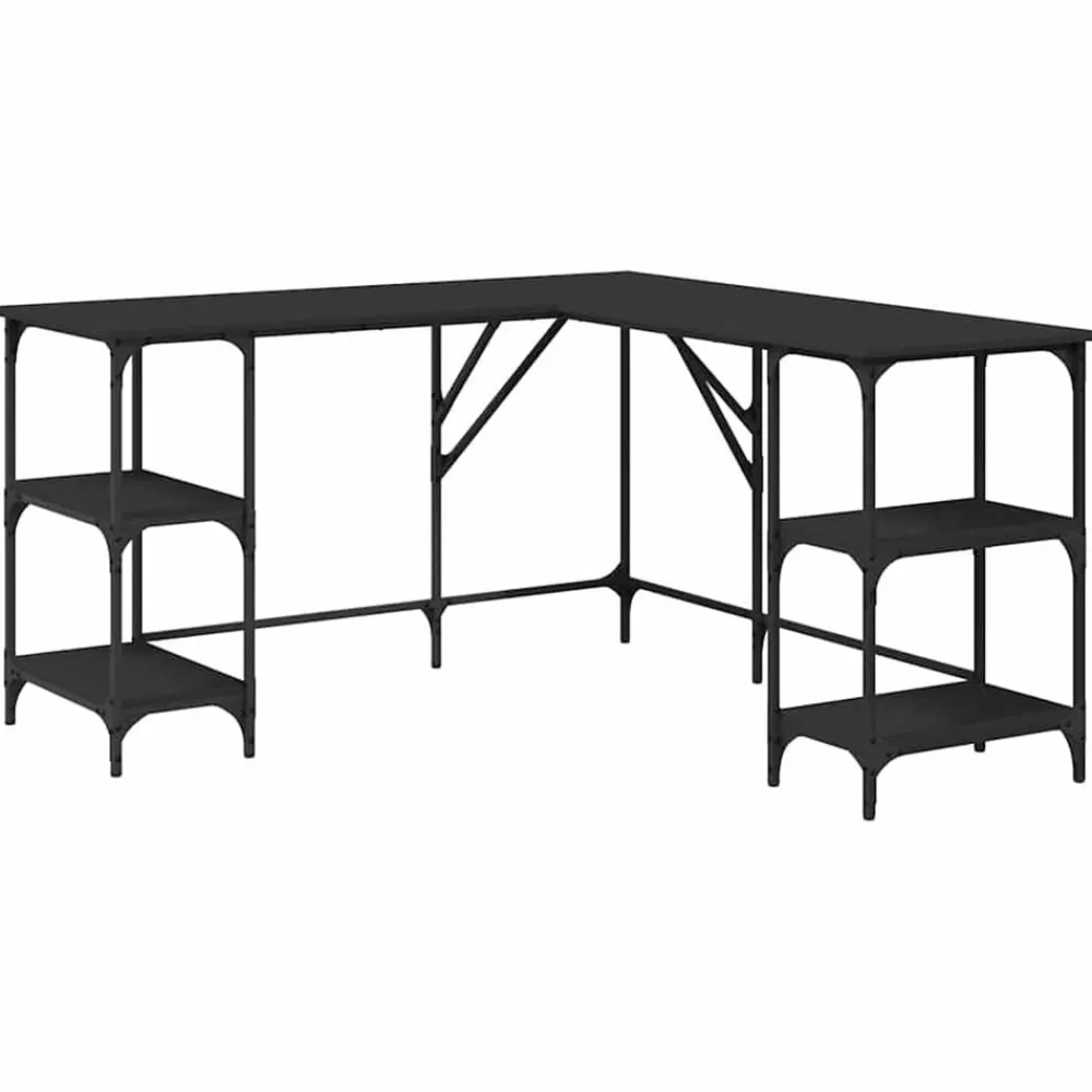 vidaXL Escritorio madera de ingeniería 139x139x75 cm Negro Outlet