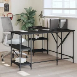 vidaXL Escritorio madera de ingeniería 139x139x75 cm Negro Outlet
