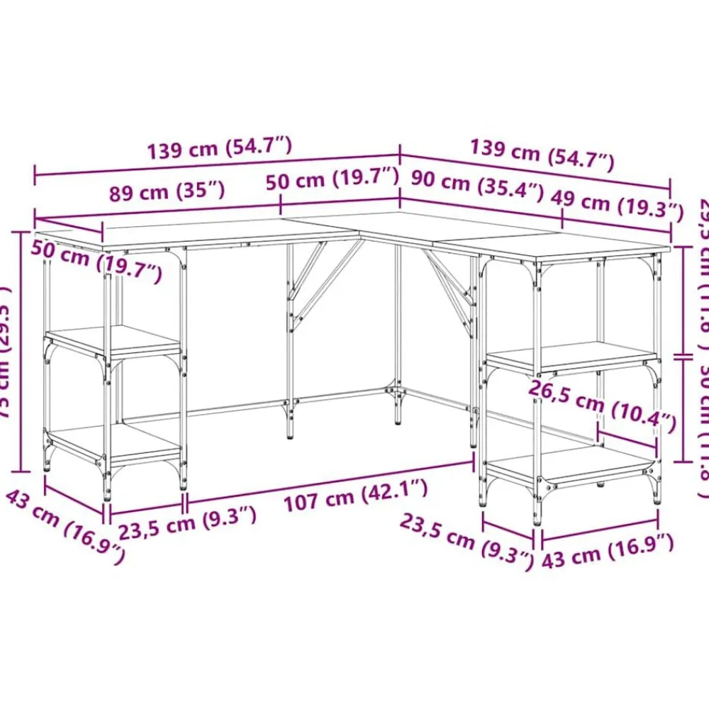 vidaXL Escritorio madera de ingeniería 139x139x75 cm Negro Outlet