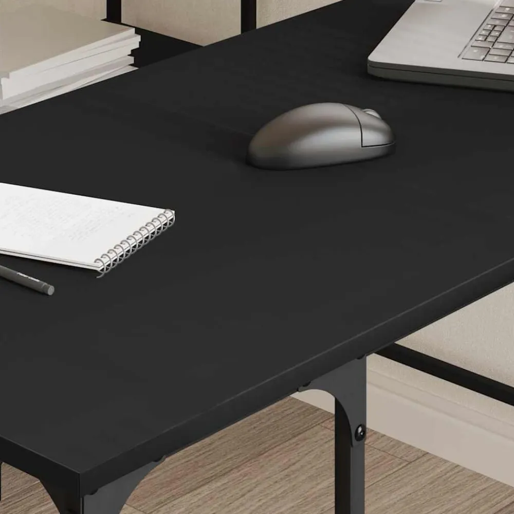 vidaXL Escritorio madera de ingeniería 139x139x75 cm Negro Outlet