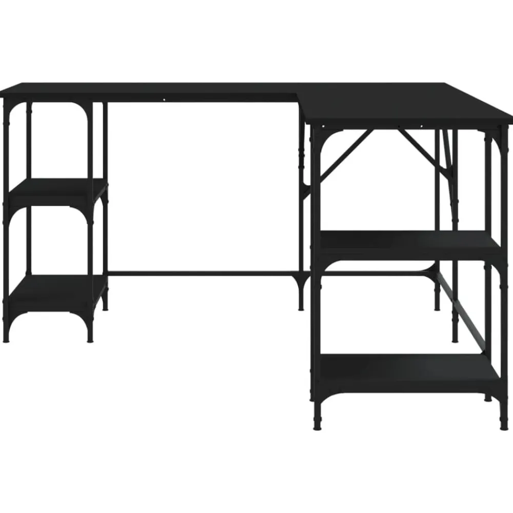 vidaXL Escritorio madera de ingeniería 139x139x75 cm Negro Outlet