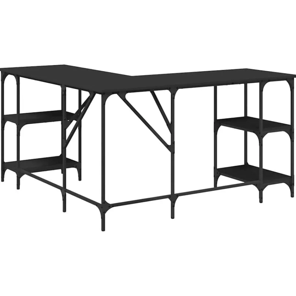 vidaXL Escritorio madera de ingeniería 139x139x75 cm Negro Outlet