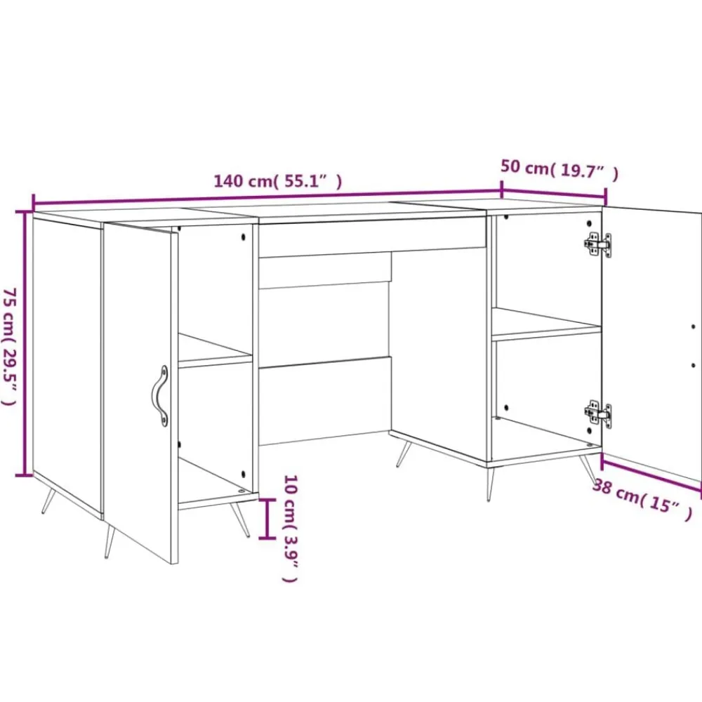vidaXL Mobiliario De Oficina-Escritorio madera de ingeniería 140x50x75 cm