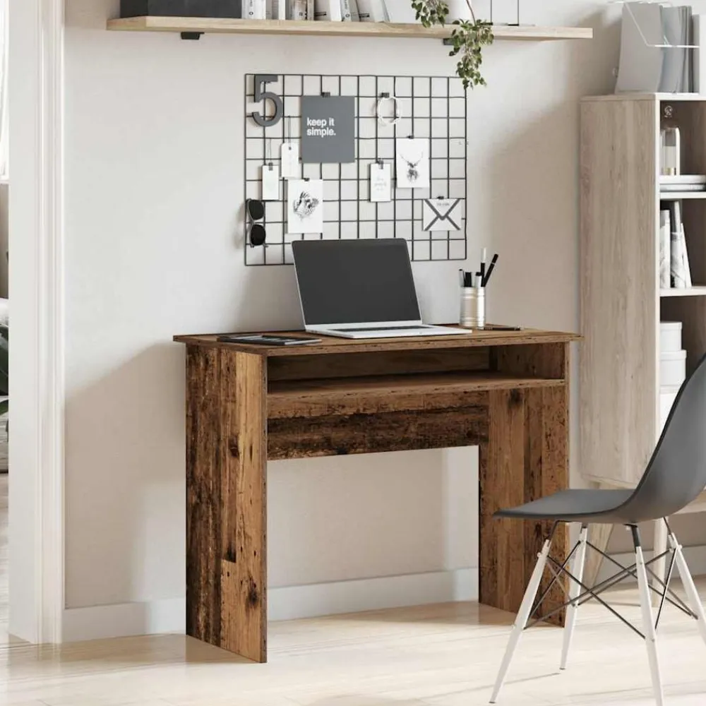 vidaXL Mobiliario De Oficina-Escritorio madera de ingeniería envejecida 90x50x74 cm