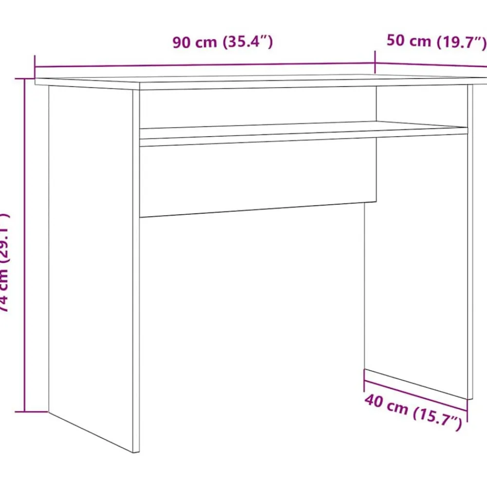 vidaXL Mobiliario De Oficina-Escritorio madera de ingeniería envejecida 90x50x74 cm