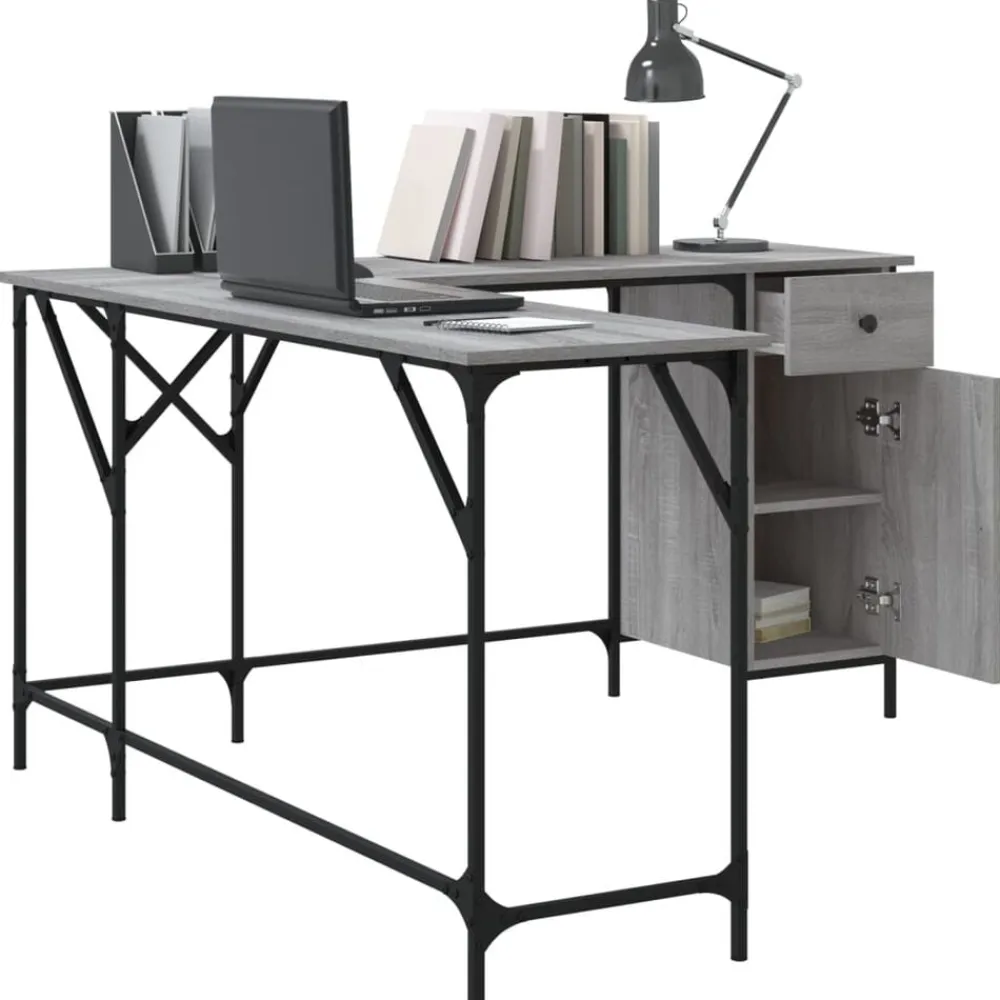 vidaXL Mobiliario De Oficina-Escritorio madera de ingeniería 141x141x75 cm
