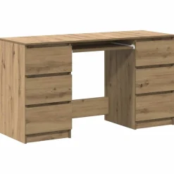 vidaXL Escritorio madera de ingeniería 140x50x77 cm Roble artisan Discount