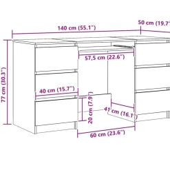 vidaXL Escritorio madera de ingeniería 140x50x77 cm Roble artisan Discount
