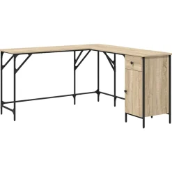 vidaXL Escritorio madera de ingeniería 141x141x75 cm Roble Sonoma New