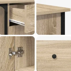 vidaXL Escritorio madera de ingeniería 141x141x75 cm Roble Sonoma New