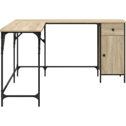 vidaXL Escritorio madera de ingeniería 141x141x75 cm Roble Sonoma New