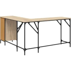 vidaXL Escritorio madera de ingeniería 141x141x75 cm Roble Sonoma New