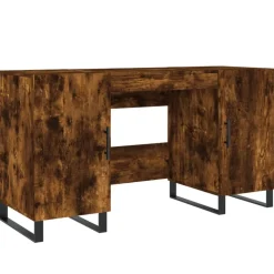 vidaXL Escritorio madera de ingeniería 140x50x75 cm Roble ahumado Clearance