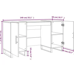 vidaXL Escritorio madera de ingeniería 140x50x75 cm Roble ahumado Clearance