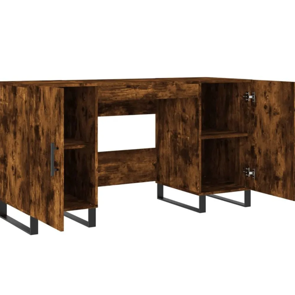 vidaXL Escritorio madera de ingeniería 140x50x75 cm Roble ahumado Clearance