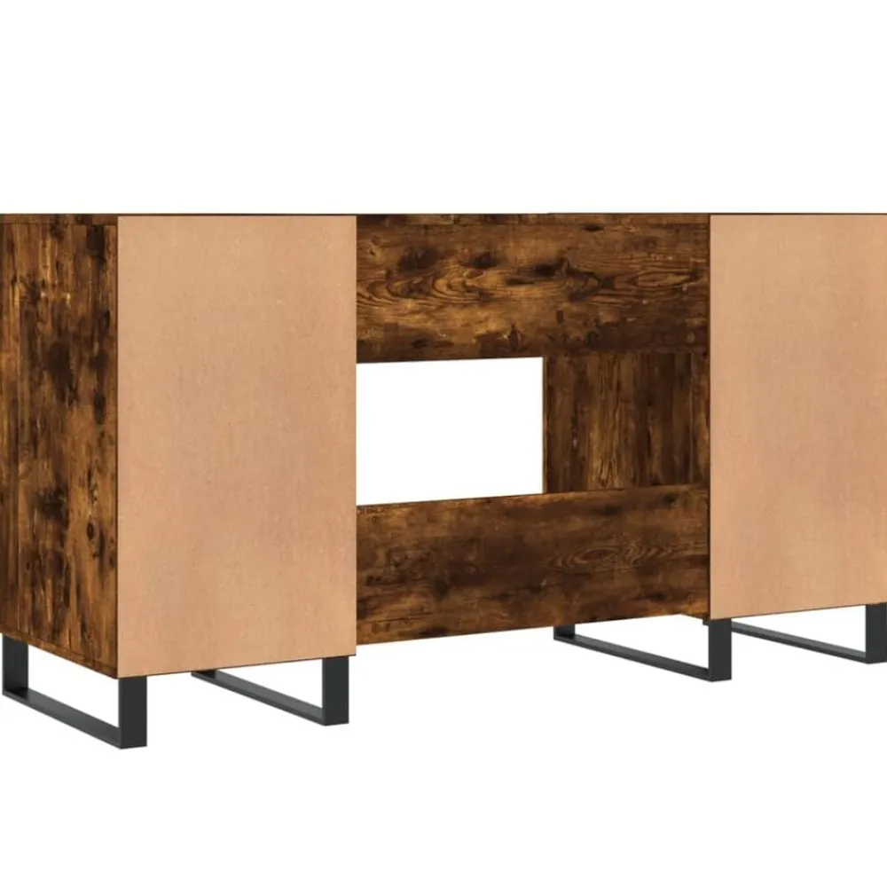 vidaXL Escritorio madera de ingeniería 140x50x75 cm Roble ahumado Clearance