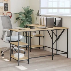 vidaXL Escritorio madera de ingeniería 139x139x75 cm Roble Sonoma Discount