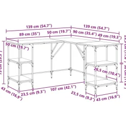 vidaXL Escritorio madera de ingeniería 139x139x75 cm Roble Sonoma Discount