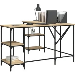 vidaXL Escritorio madera de ingeniería 139x139x75 cm Roble Sonoma Discount