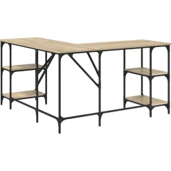 vidaXL Escritorio madera de ingeniería 139x139x75 cm Roble Sonoma Discount