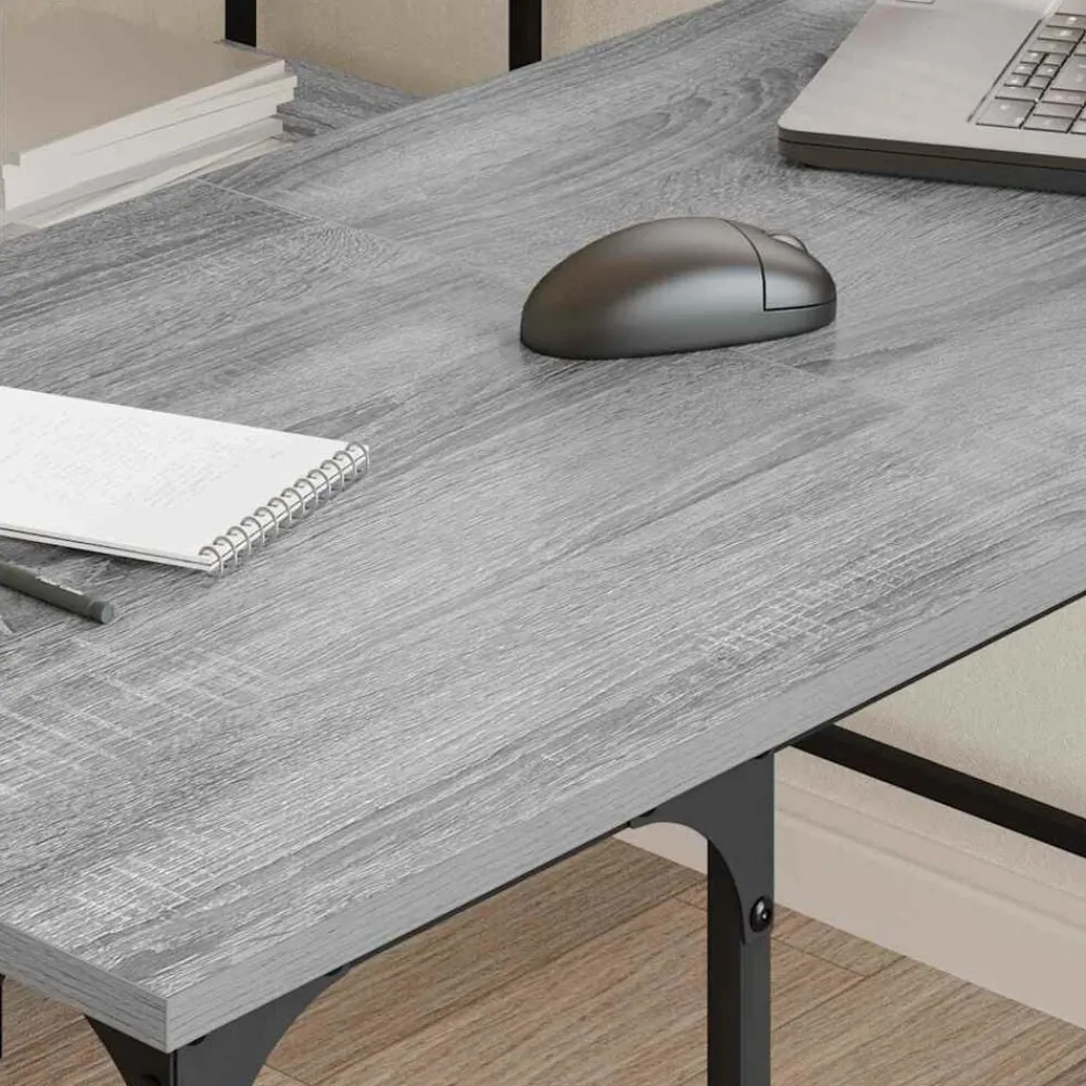 vidaXL Escritorio madera de ingeniería 139x139x75 cm Gris sonoma