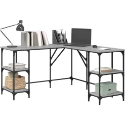 vidaXL Escritorio madera de ingeniería 139x139x75 cm Gris sonoma
