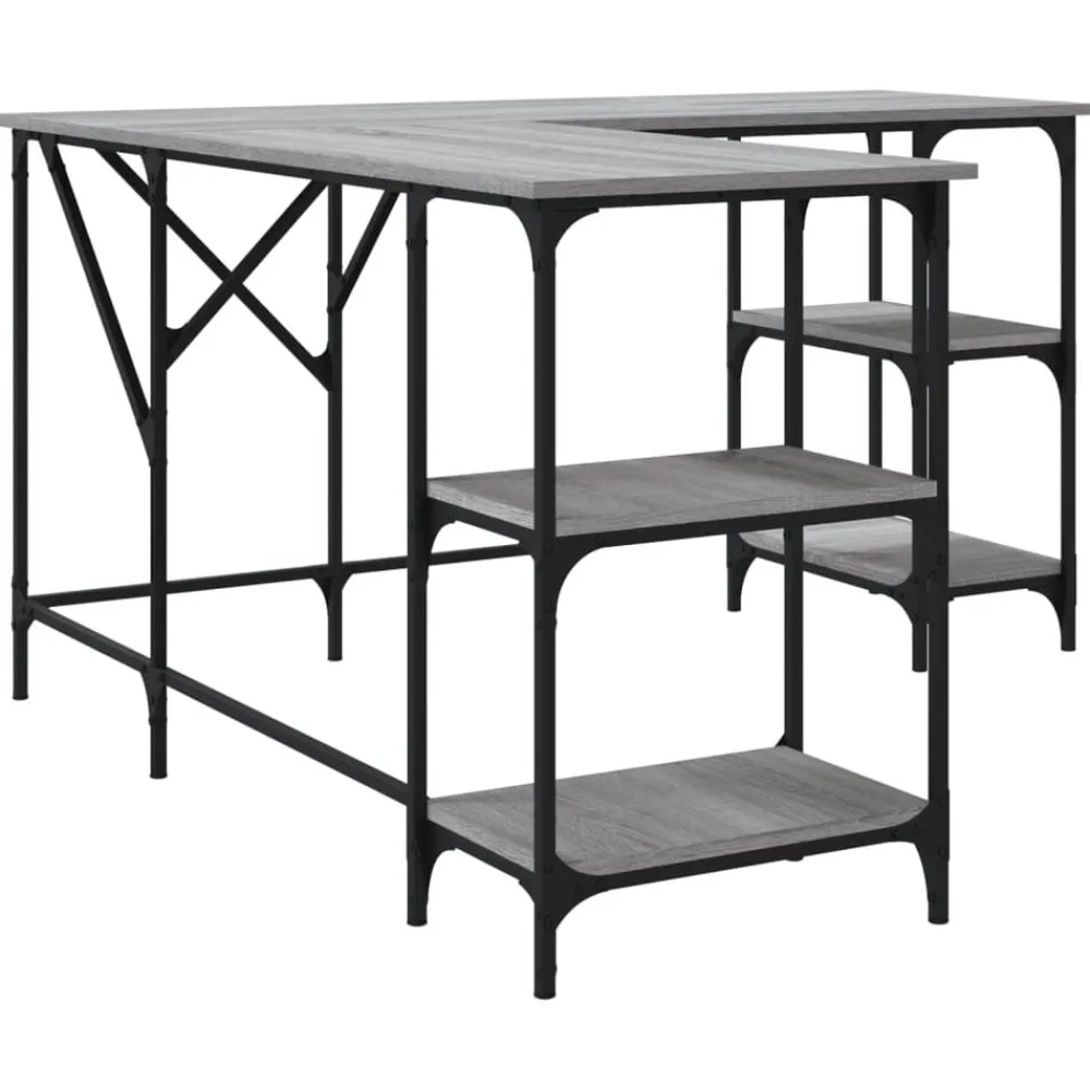 vidaXL Escritorio madera de ingeniería 139x139x75 cm Gris sonoma