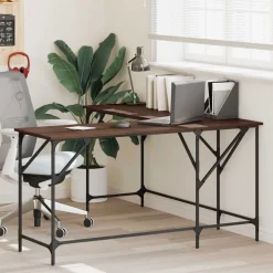 vidaXL Escritorio madera de ingeniería roble marrón 149x149x75 cm Marr&oacute;n roble Discount