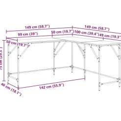 vidaXL Escritorio madera de ingeniería roble marrón 149x149x75 cm Marr&oacute;n roble Discount
