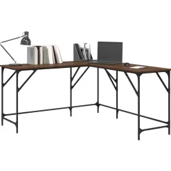 vidaXL Escritorio madera de ingeniería roble marrón 149x149x75 cm Marr&oacute;n roble Discount