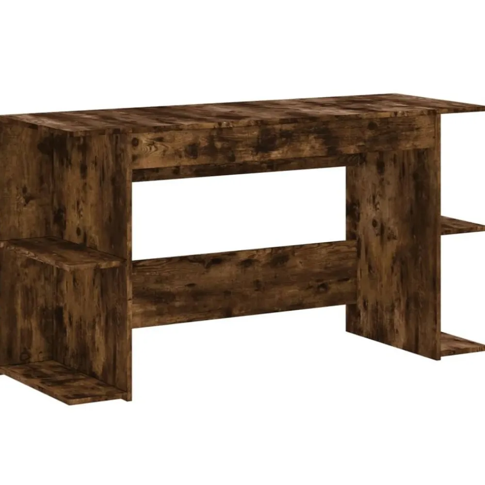 vidaXL Escritorio madera de ingeniería 140x50x75 cm Roble ahumado Clearance