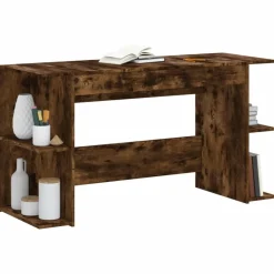 vidaXL Escritorio madera de ingeniería 140x50x75 cm Roble ahumado Clearance