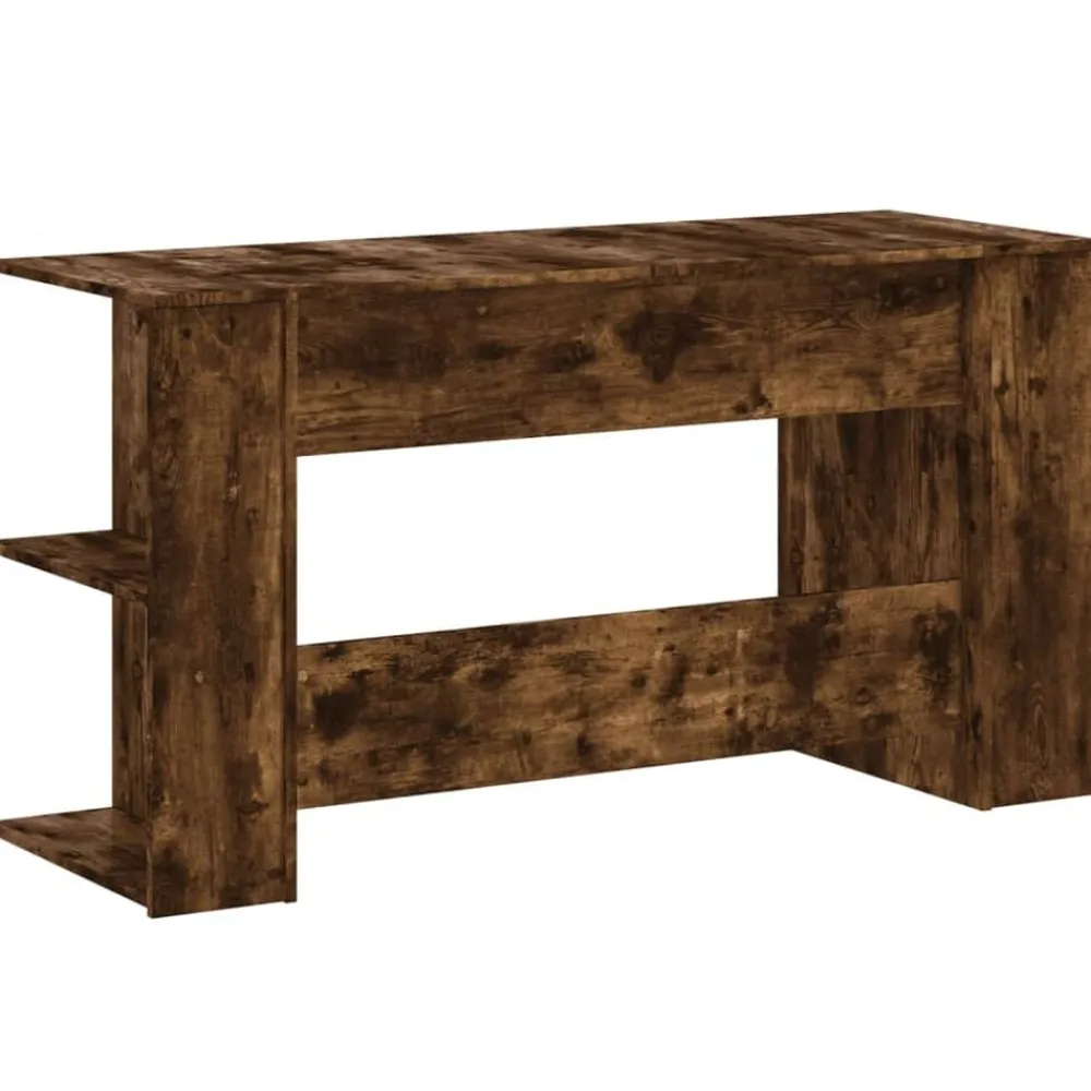 vidaXL Escritorio madera de ingeniería 140x50x75 cm Roble ahumado Clearance