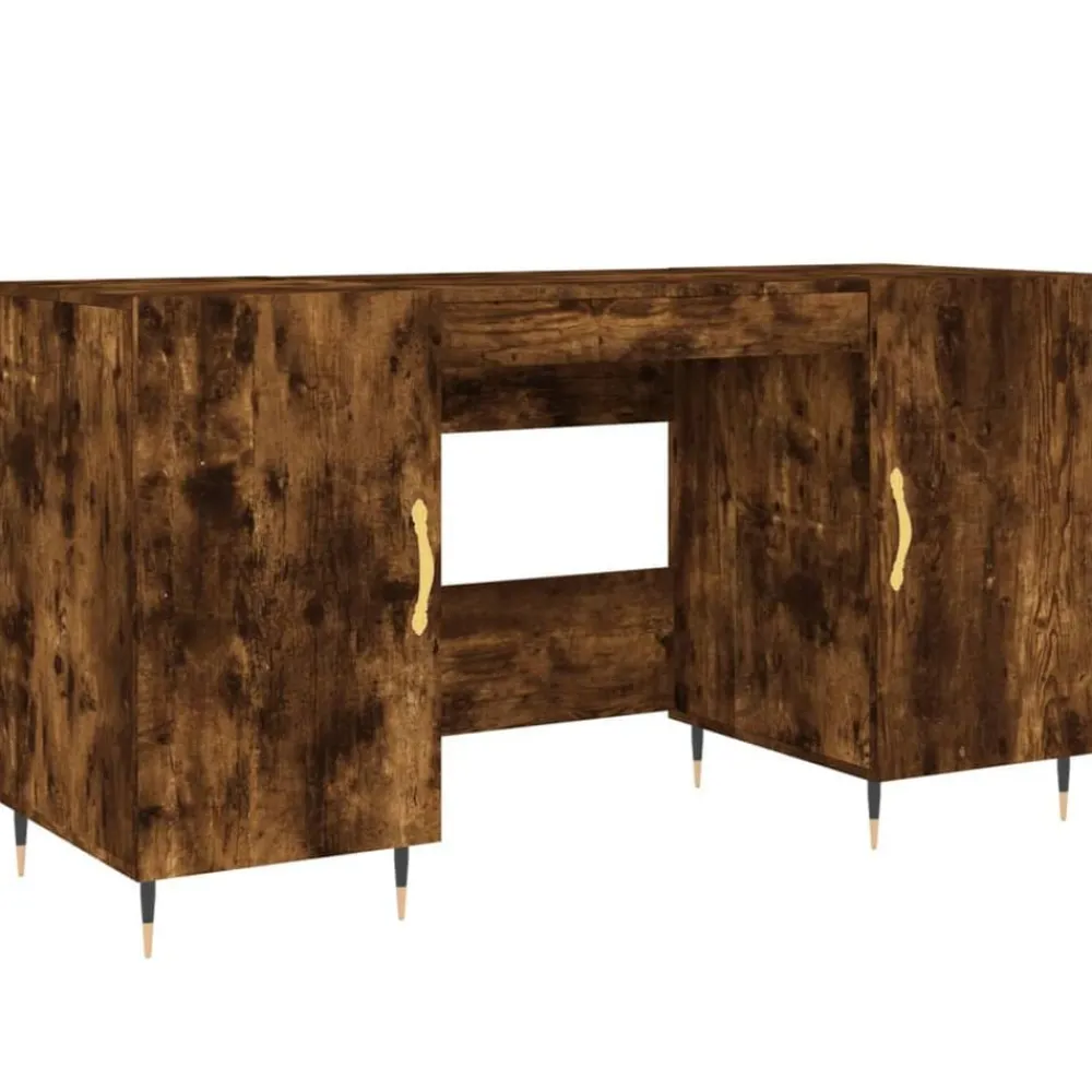 vidaXL Escritorio madera de ingeniería 140x50x75 cm Roble ahumado Sale