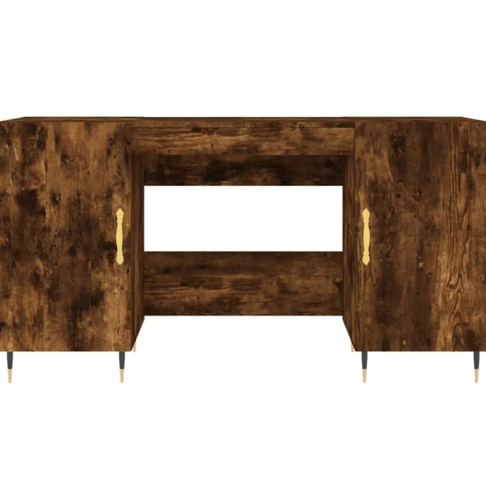 vidaXL Escritorio madera de ingeniería 140x50x75 cm Roble ahumado Sale