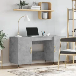 vidaXL Escritorio madera de ingeniería gris hormigón 140x50x75 cm Gris hormig&oacute;n New
