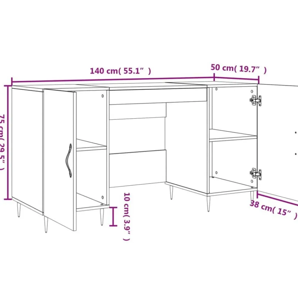vidaXL Escritorio madera de ingeniería gris hormigón 140x50x75 cm Gris hormigón New