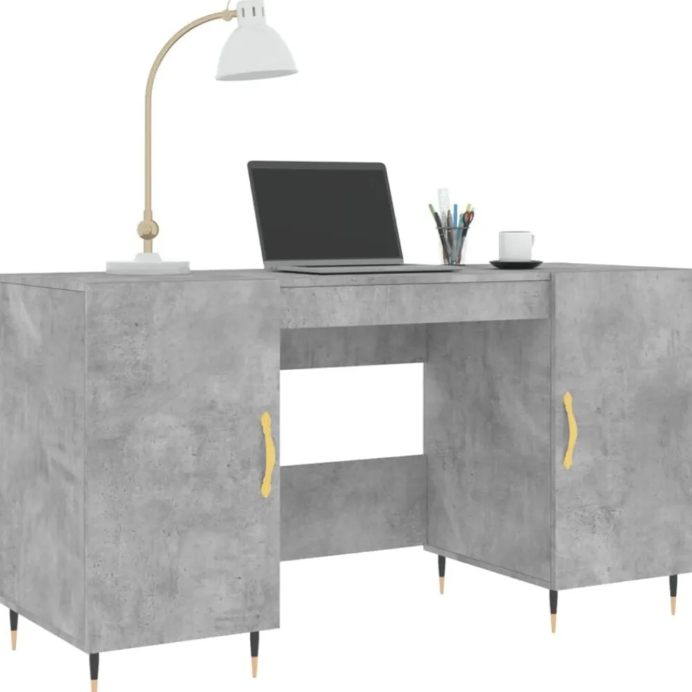 vidaXL Escritorio madera de ingeniería gris hormigón 140x50x75 cm Gris hormigón New