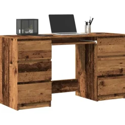 vidaXL Mobiliario De Oficina-Escritorio madera de ingeniería envejecida 140x50x77 cm