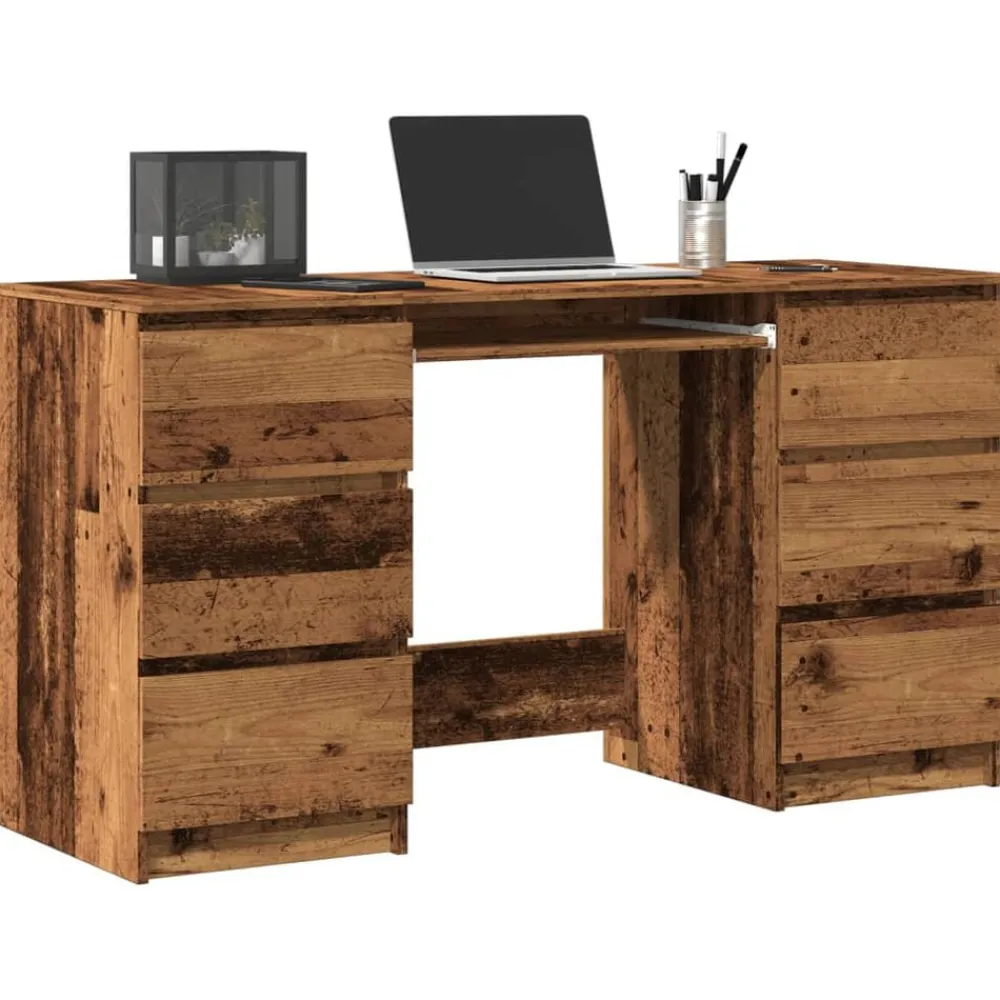 vidaXL Mobiliario De Oficina-Escritorio madera de ingeniería envejecida 140x50x77 cm